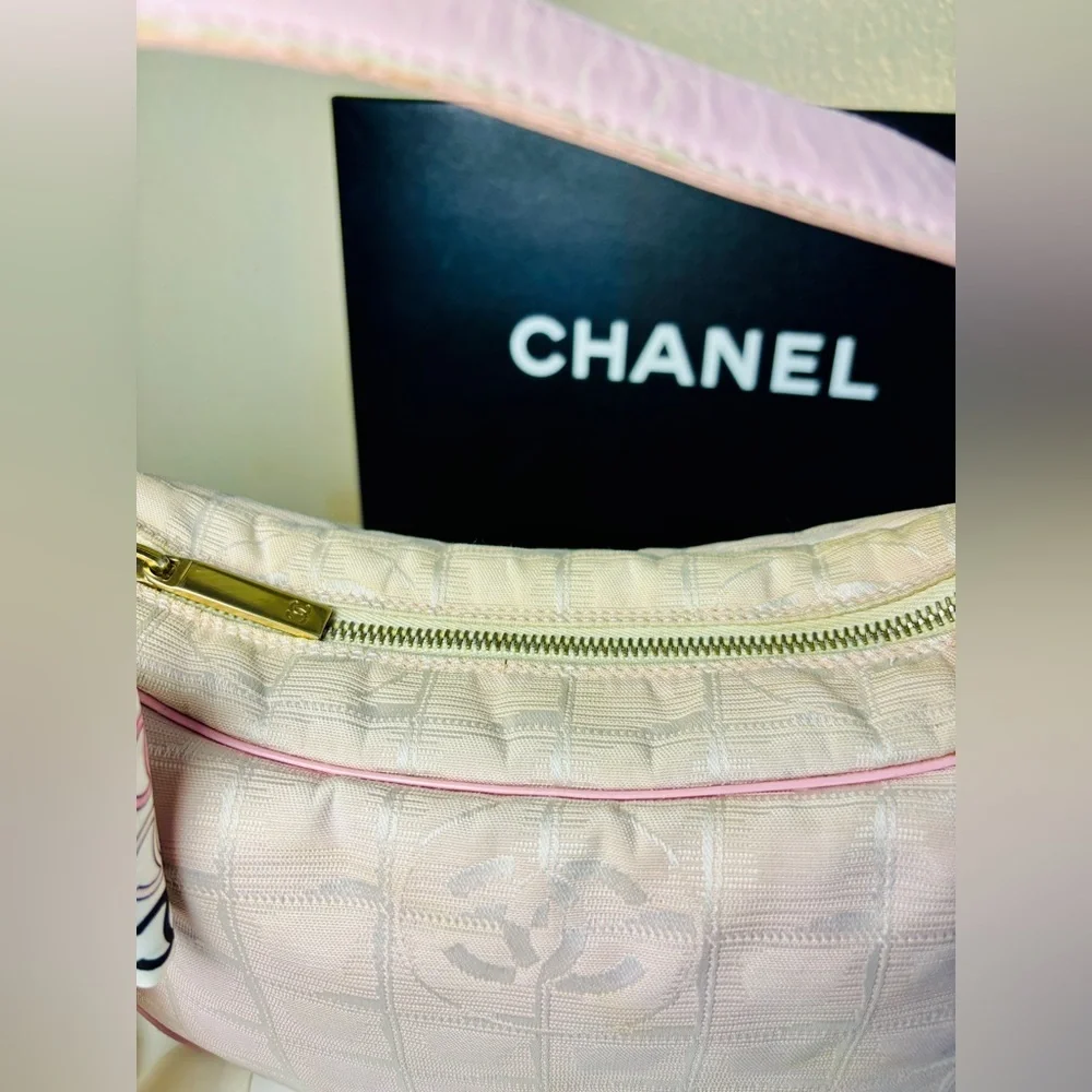 Authentic Chanel New Travel Line Pink Hobo Bag